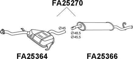 Veneporte FA25270 - Izplūdes gāzu trokšņa slāpētājs (pēdējais) autodraugiem.lv