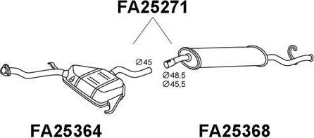 Veneporte FA25271 - Izplūdes gāzu trokšņa slāpētājs (pēdējais) autodraugiem.lv