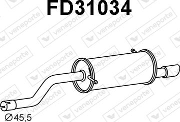 Veneporte FD31034 - Izplūdes gāzu trokšņa slāpētājs (pēdējais) autodraugiem.lv