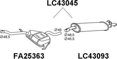 Veneporte LC43045 - Izplūdes gāzu trokšņa slāpētājs (pēdējais) autodraugiem.lv