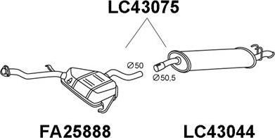 Veneporte LC43075 - Izplūdes gāzu trokšņa slāpētājs (pēdējais) autodraugiem.lv
