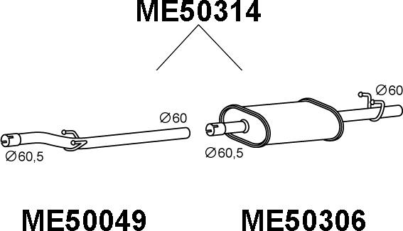 Veneporte ME50314 - Vidējais izpl. gāzu trokšņa slāpētājs autodraugiem.lv