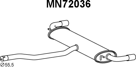 Veneporte MN72036 - Izplūdes gāzu trokšņa slāpētājs (pēdējais) autodraugiem.lv