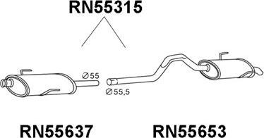 Veneporte RN55315 - Izplūdes gāzu trokšņa slāpētājs (pēdējais) autodraugiem.lv