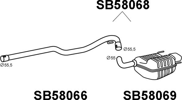 Veneporte SB58068 - Izplūdes gāzu trokšņa slāpētājs (pēdējais) autodraugiem.lv