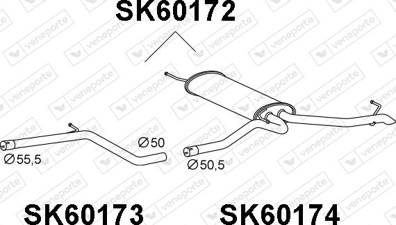 Veneporte SK60172 - Izplūdes gāzu trokšņa slāpētājs (pēdējais) autodraugiem.lv