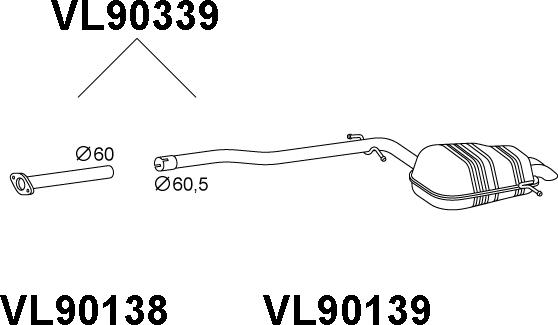 Veneporte VL90339 - Izplūdes gāzu trokšņa slāpētājs (pēdējais) autodraugiem.lv