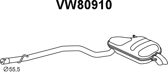 Veneporte VW80910 - Izplūdes gāzu trokšņa slāpētājs (pēdējais) autodraugiem.lv