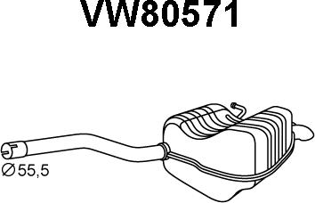 Veneporte VW80571 - Izplūdes gāzu trokšņa slāpētājs (pēdējais) autodraugiem.lv