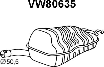 Veneporte VW80635 - Izplūdes gāzu trokšņa slāpētājs (pēdējais) autodraugiem.lv