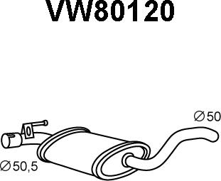 Veneporte VW80120 - Vidējais izpl. gāzu trokšņa slāpētājs autodraugiem.lv