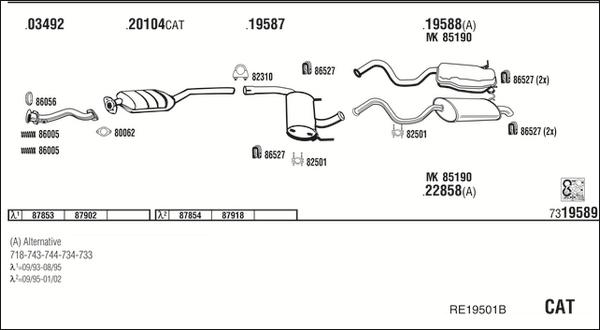 Walker RE19501B - Izplūdes gāzu sistēma autodraugiem.lv