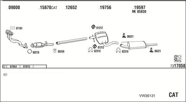 Walker VW36131 - Izplūdes gāzu sistēma autodraugiem.lv