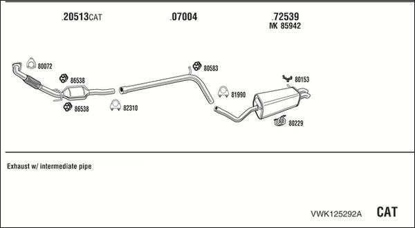 Walker VWK125292A - Izplūdes gāzu sistēma autodraugiem.lv