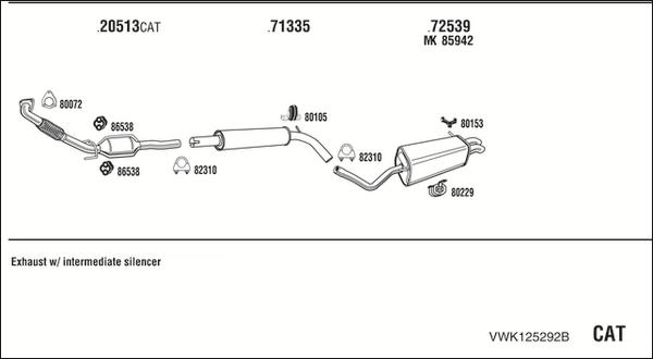 Walker VWK125292B - Izplūdes gāzu sistēma autodraugiem.lv