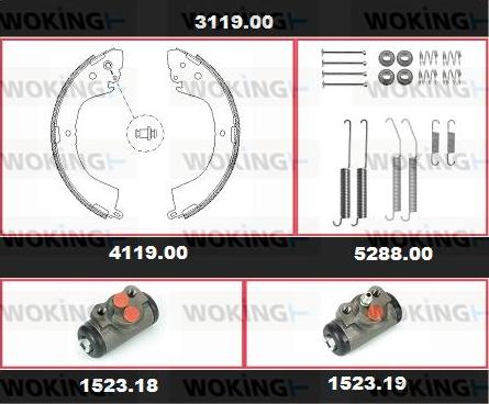 Woking 3119.00 - Bremžu loku komplekts autodraugiem.lv