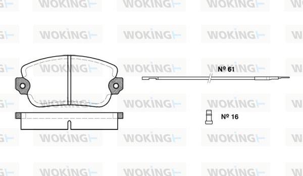 Woking P1243.02 - Bremžu uzliku kompl., Disku bremzes autodraugiem.lv