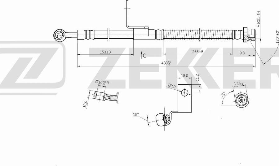 Zekkert BS-9542 - Bremžu šļūtene autodraugiem.lv