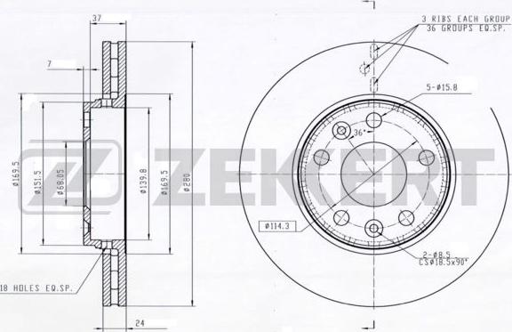 Zekkert BS-5001 - Bremžu diski autodraugiem.lv