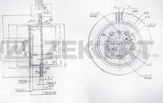 Zekkert BS-6085 - Bremžu diski autodraugiem.lv