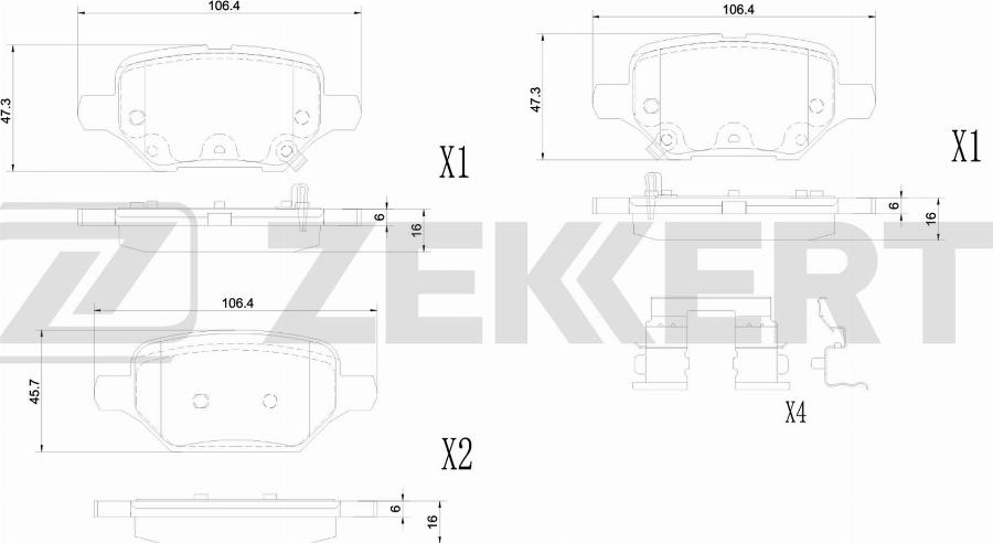 Zekkert BS-1400 - Bremžu uzliku kompl., Disku bremzes autodraugiem.lv