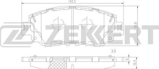 Zekkert BS-1529 - Bremžu uzliku kompl., Disku bremzes autodraugiem.lv