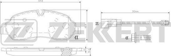 Zekkert BS-1368 - Bremžu uzliku kompl., Disku bremzes autodraugiem.lv