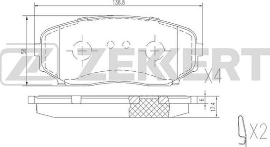 Zekkert BS-1228 - Bremžu uzliku kompl., Disku bremzes autodraugiem.lv