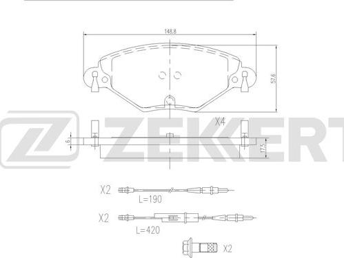 Zekkert BS-2909 - Bremžu uzliku kompl., Disku bremzes autodraugiem.lv