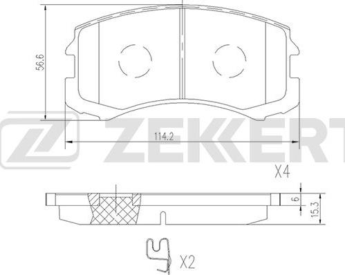 Zekkert BS-2538 - Bremžu uzliku kompl., Disku bremzes autodraugiem.lv