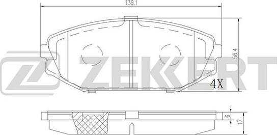 Zekkert BS-2167 - Bremžu uzliku kompl., Disku bremzes autodraugiem.lv