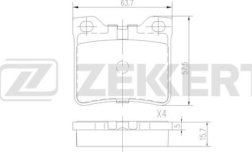 Zekkert BS-2887 - Bremžu uzliku kompl., Disku bremzes autodraugiem.lv