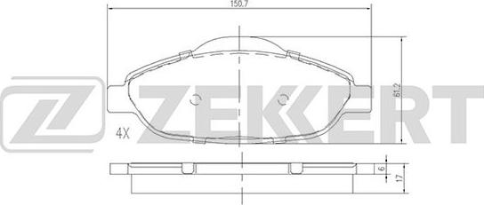 Zekkert BS-2825 - Bremžu uzliku kompl., Disku bremzes autodraugiem.lv