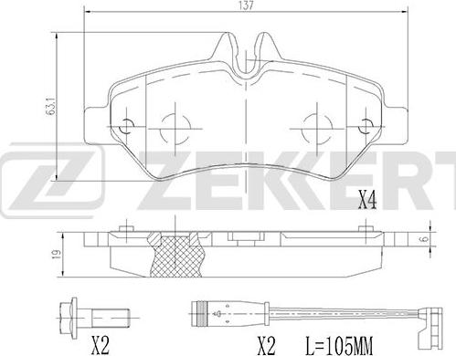 Zekkert BS-2791 - Bremžu uzliku kompl., Disku bremzes autodraugiem.lv