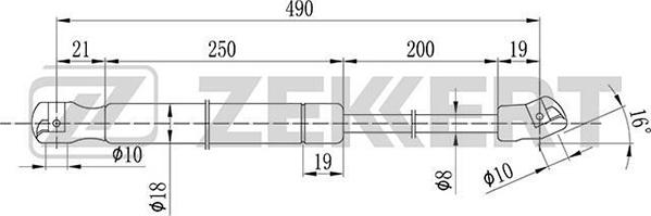 Zekkert GF-1914 - Gāzes atspere, Bagāžas / Kravas nodalījuma vāks autodraugiem.lv