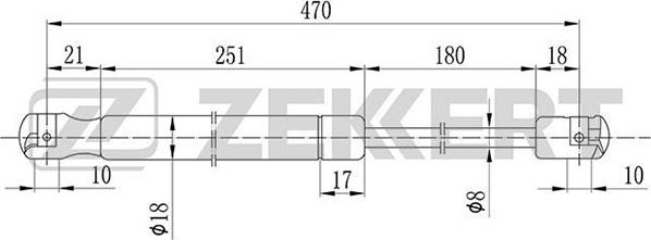 Zekkert GF-1432 - Gāzes atspere, Bagāžas / Kravas nodalījuma vāks autodraugiem.lv