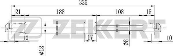 Zekkert GF-1423 - Gāzes atspere, Motora pārsegs autodraugiem.lv