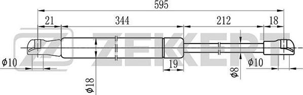 Zekkert GF-1666 - Gāzes atspere, Bagāžas / Kravas nodalījuma vāks autodraugiem.lv