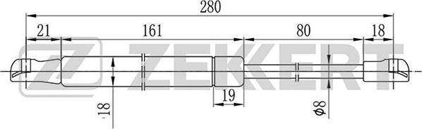 Zekkert GF-1609 - Gāzes atspere, Bagāžas / Kravas nodalījuma vāks autodraugiem.lv