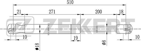 Zekkert GF-1618 - Gāzes atspere, Motora pārsegs autodraugiem.lv