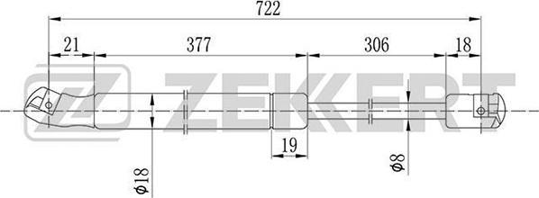 Zekkert GF-1064 - Gāzes atspere, Motora pārsegs autodraugiem.lv