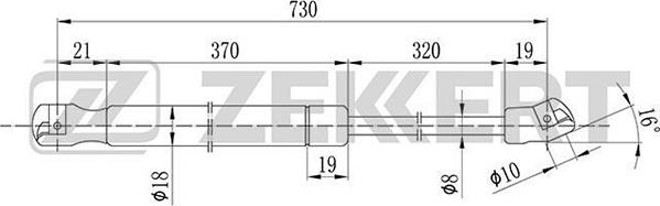 Zekkert GF-1832 - Gāzes atspere, Motora pārsegs autodraugiem.lv