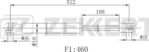 Zekkert GF-2515 - Gāzes atspere, Bagāžas / Kravas nodalījuma vāks autodraugiem.lv