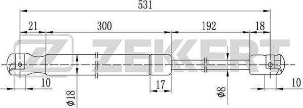 Zekkert GF-2097 - Gāzes atspere, Bagāžas / Kravas nodalījuma vāks autodraugiem.lv