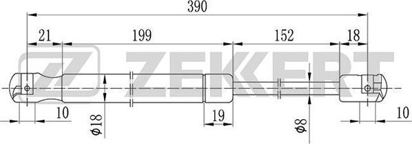 Zekkert GF-2075 - Gāzes atspere, Motora pārsegs autodraugiem.lv