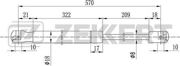 Zekkert GF-2103 - Gāzes atspere, Bagāžas / Kravas nodalījuma vāks autodraugiem.lv