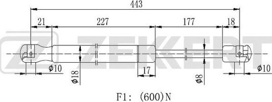 Zekkert GF-2134 - Gāzes atspere, Bagāžas / Kravas nodalījuma vāks autodraugiem.lv