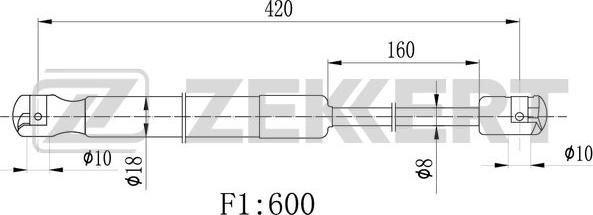 Zekkert GF-2389 - Gāzes atspere, Bagāžas / Kravas nodalījuma vāks autodraugiem.lv