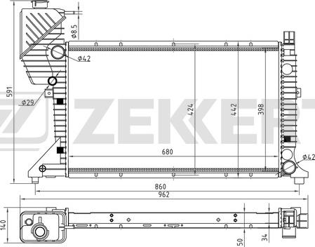 Zekkert MK-1038 - Radiators, Motora dzesēšanas sistēma autodraugiem.lv