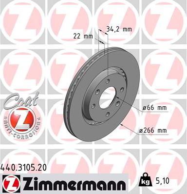 Zimmermann 440.3105.20 - Bremžu diski autodraugiem.lv